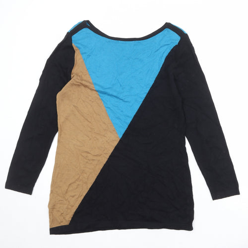 David Emmanuel Womens Multicoloured Round Neck Geometric Viscose Pullover Jumper Size S