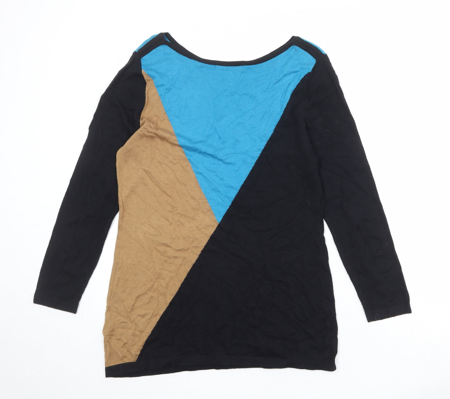 David Emmanuel Womens Multicoloured Round Neck Geometric Viscose Pullover Jumper Size S