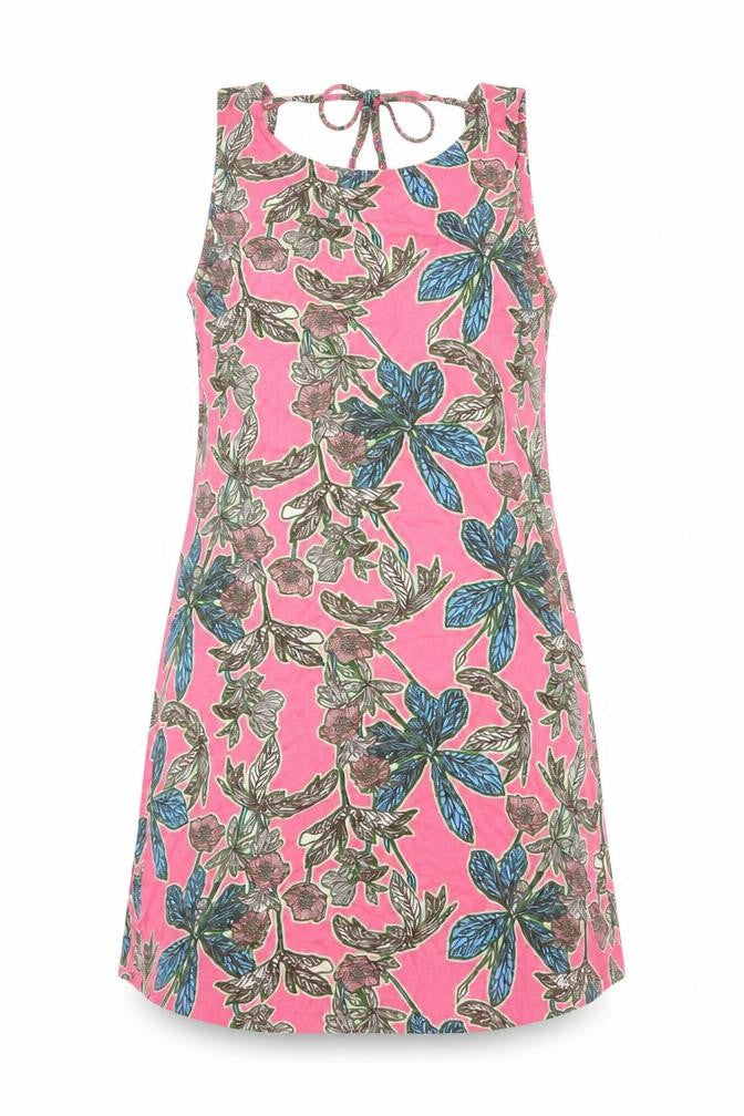 South Womens Pink Floral Viscose Shift Size 10 Round Neck Tie