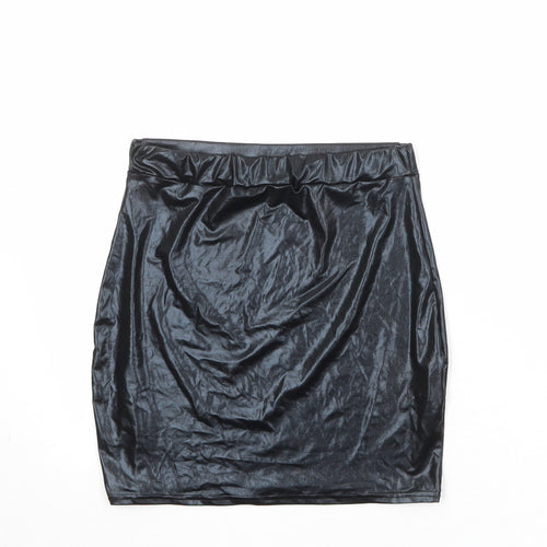 Boohoo Womens Black Polyester A-Line Skirt Size 10