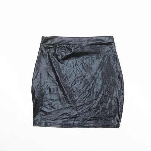 Boohoo Womens Black Polyester A-Line Skirt Size 10