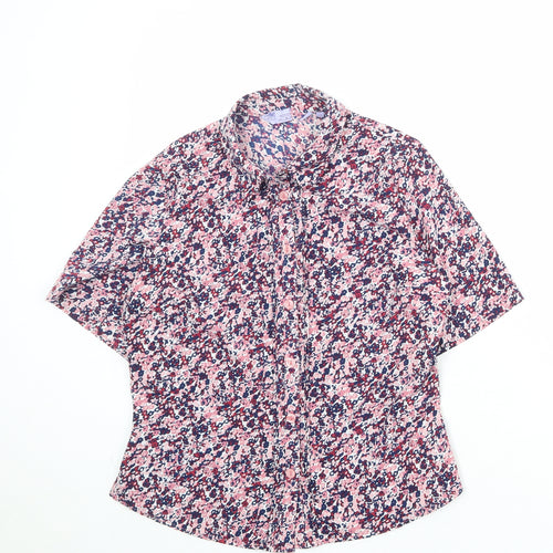 EWM Womens Multicoloured Geometric Polyester Basic Button-Up Size 10 Collared