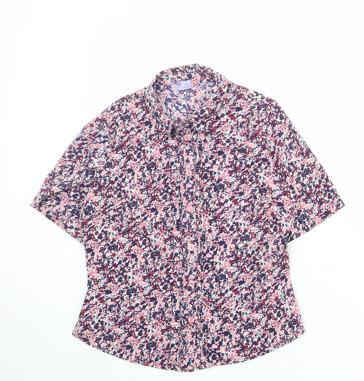 EWM Womens Multicoloured Geometric Polyester Basic Button-Up Size 10 Collared