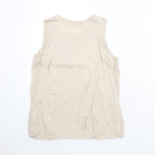 Zara Womens Beige Polyester Basic Tank Size M Boat Neck
