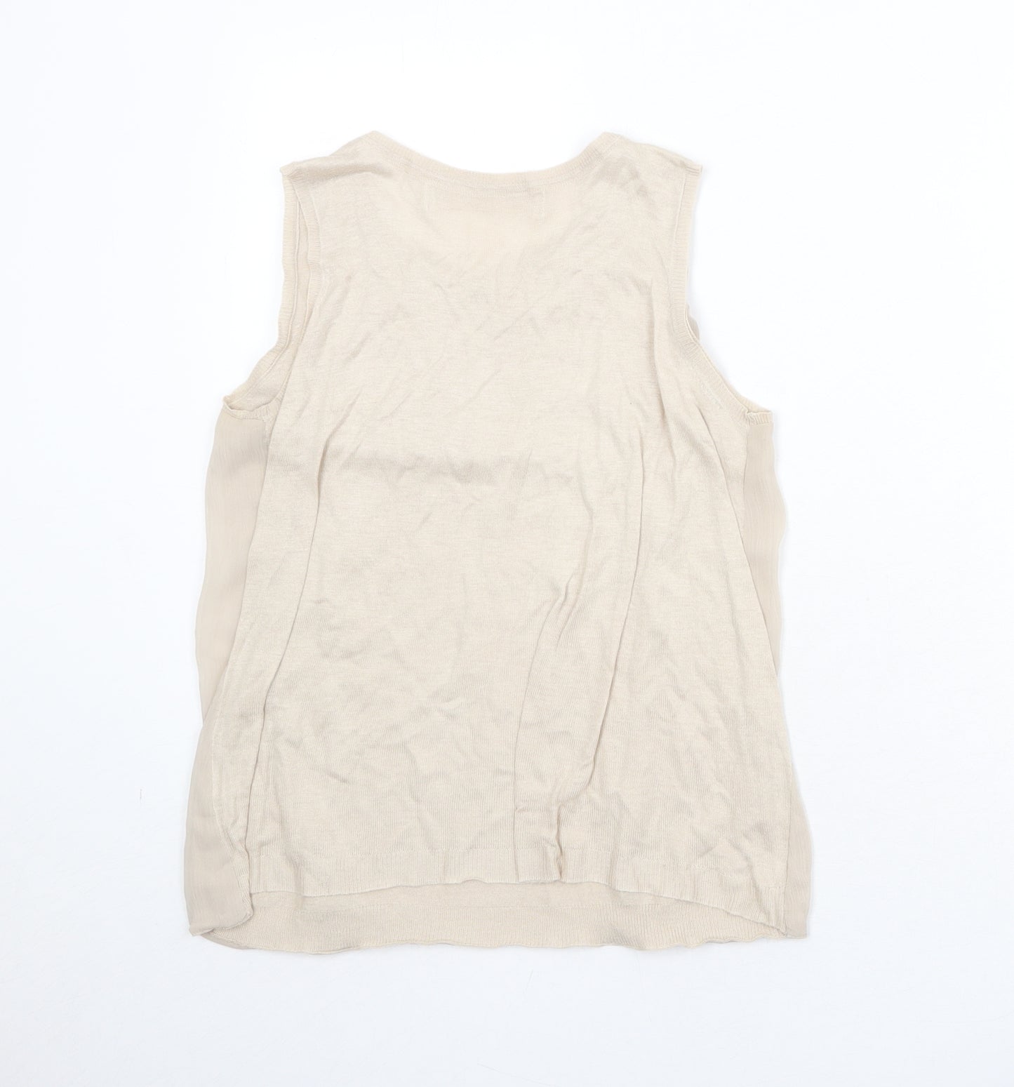 Zara Womens Beige Polyester Basic Tank Size M Boat Neck