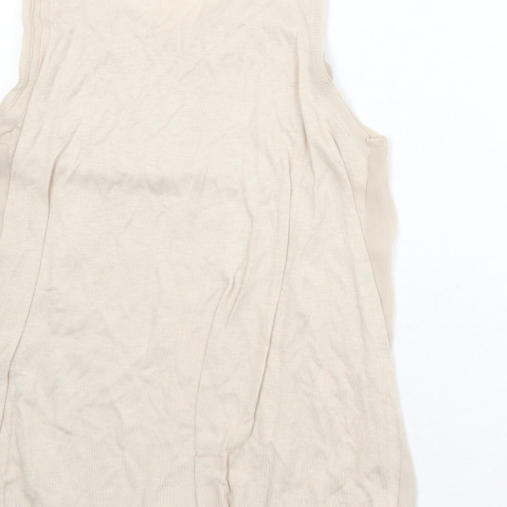 Zara Womens Beige Polyester Basic Tank Size M Boat Neck