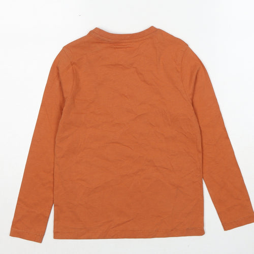 Marks and Spencer Boys Orange Cotton Basic T-Shirt Size 6-7 Years Round Neck Pullover
