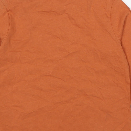 Marks and Spencer Boys Orange Cotton Basic T-Shirt Size 6-7 Years Round Neck Pullover