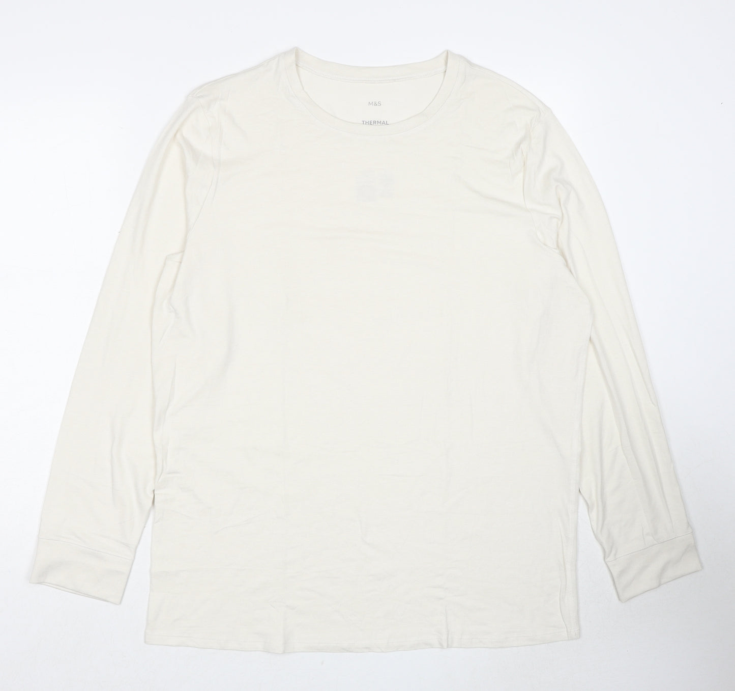 Marks and Spencer Mens White Acrylic T-Shirt Size XL Round Neck