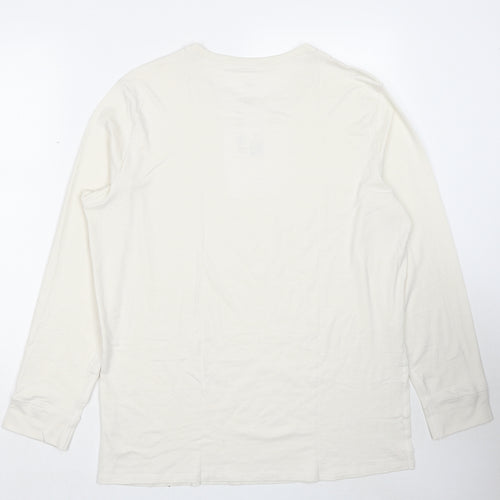 Marks and Spencer Mens White Acrylic T-Shirt Size XL Round Neck