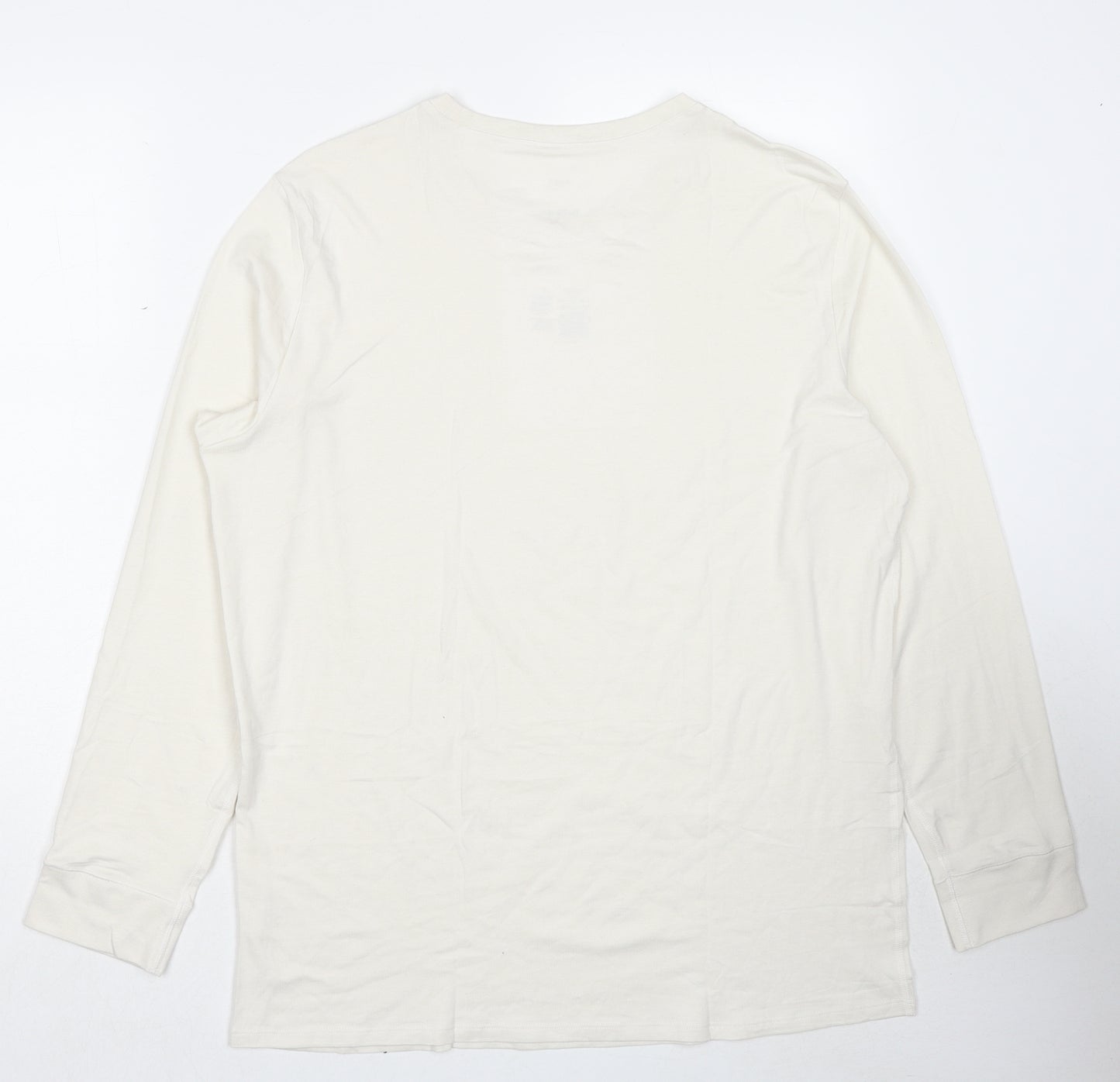 Marks and Spencer Mens White Acrylic T-Shirt Size XL Round Neck