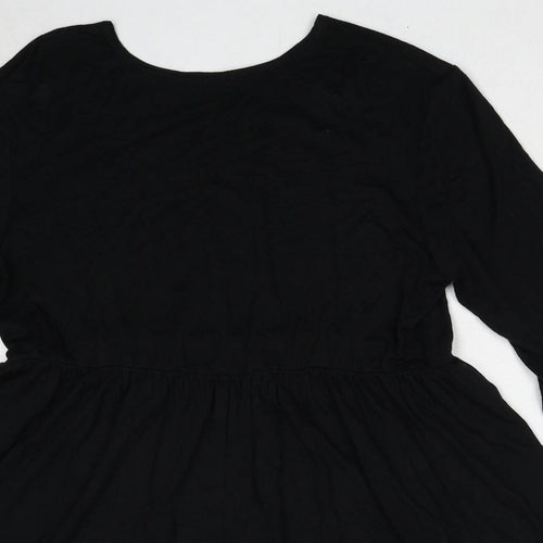 I SAW IT FIRST Womens Black Viscose A-Line Size 12 Round Neck Pullover