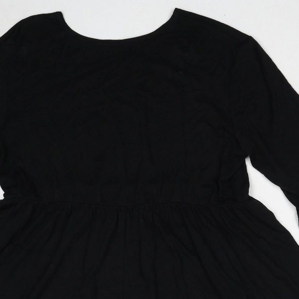I SAW IT FIRST Womens Black Viscose A-Line Size 12 Round Neck Pullover