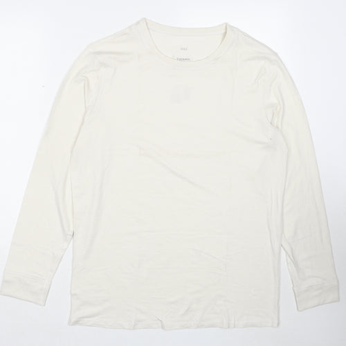 Marks and Spencer Mens White Acrylic T-Shirt Size L Round Neck