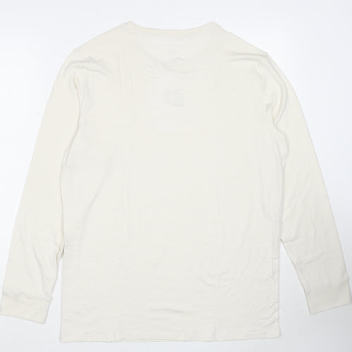 Marks and Spencer Mens White Acrylic T-Shirt Size L Round Neck