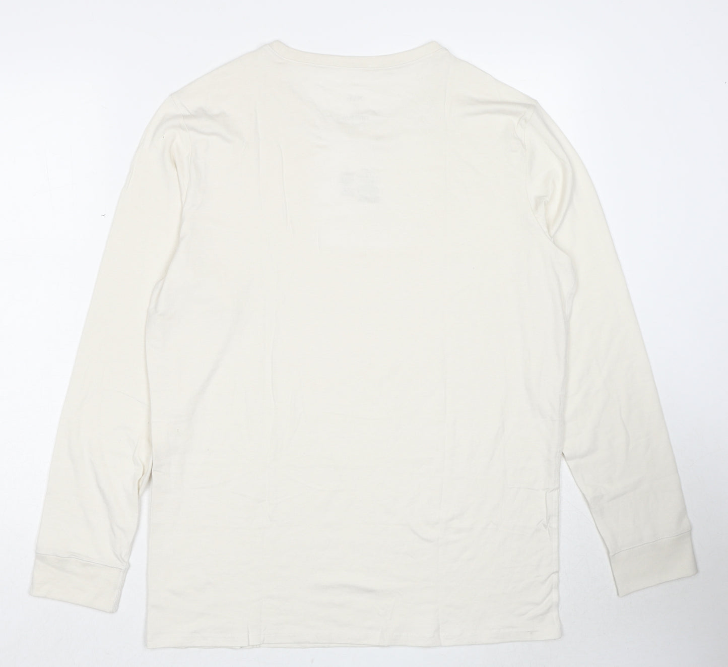 Marks and Spencer Mens White Acrylic T-Shirt Size L Round Neck