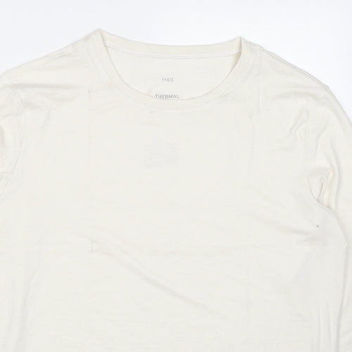 Marks and Spencer Mens White Acrylic T-Shirt Size L Round Neck