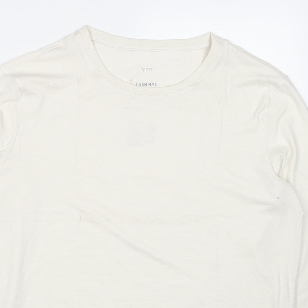 Marks and Spencer Mens White Acrylic T-Shirt Size L Round Neck