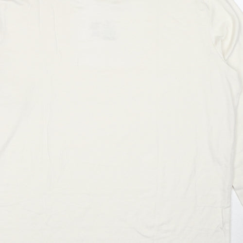 Marks and Spencer Mens White Acrylic T-Shirt Size L Round Neck