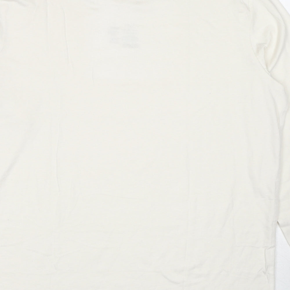 Marks and Spencer Mens White Acrylic T-Shirt Size L Round Neck