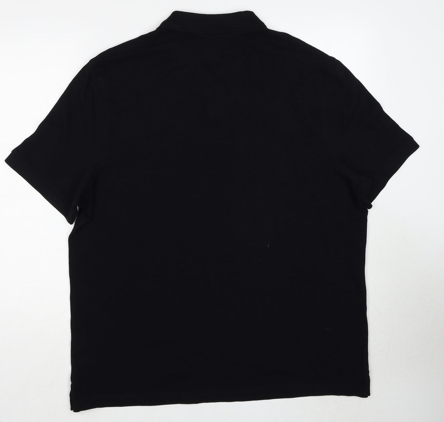 Marks and Spencer Mens Black Cotton Polo Size XL Collared Pullover