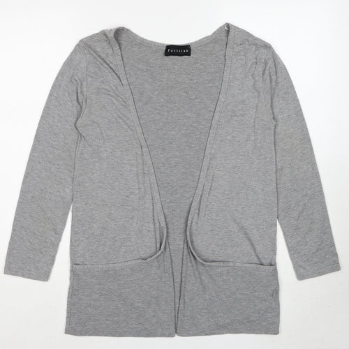 PARISIAN SIGNATURE Womens Grey V-Neck Viscose Cardigan Jumper Size S - Size S/M