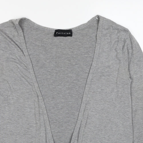 PARISIAN SIGNATURE Womens Grey V-Neck Viscose Cardigan Jumper Size S - Size S/M
