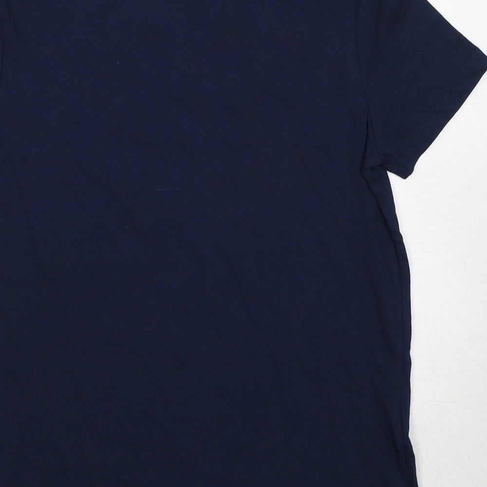 Marks and Spencer Boys Blue Cotton Basic T-Shirt Size 13-14 Years Round Neck Pullover