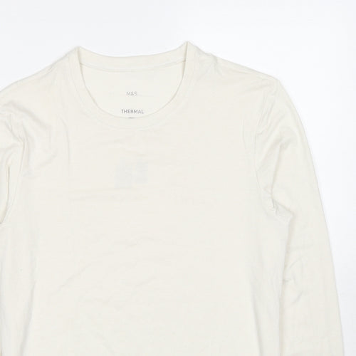 Marks and Spencer Mens White Acrylic T-Shirt Size S Round Neck