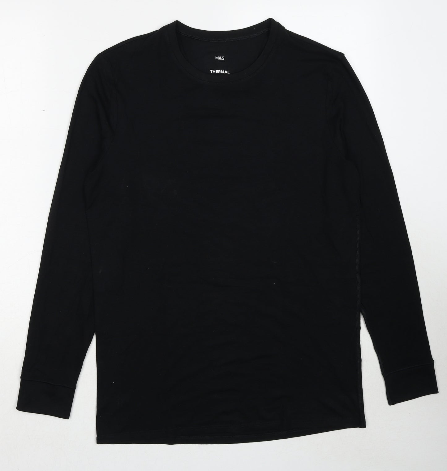 Marks and Spencer Mens Black Acrylic T-Shirt Size M Round Neck