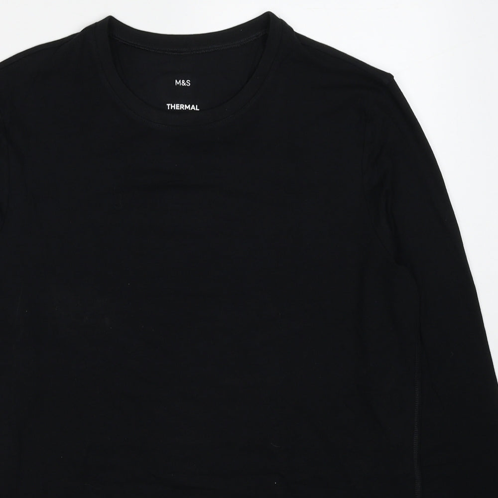 Marks and Spencer Mens Black Acrylic T-Shirt Size M Round Neck