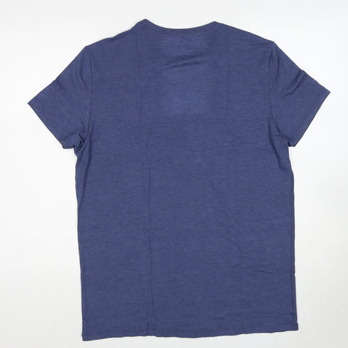 Marks and Spencer Mens Blue Acrylic T-Shirt Size L Round Neck