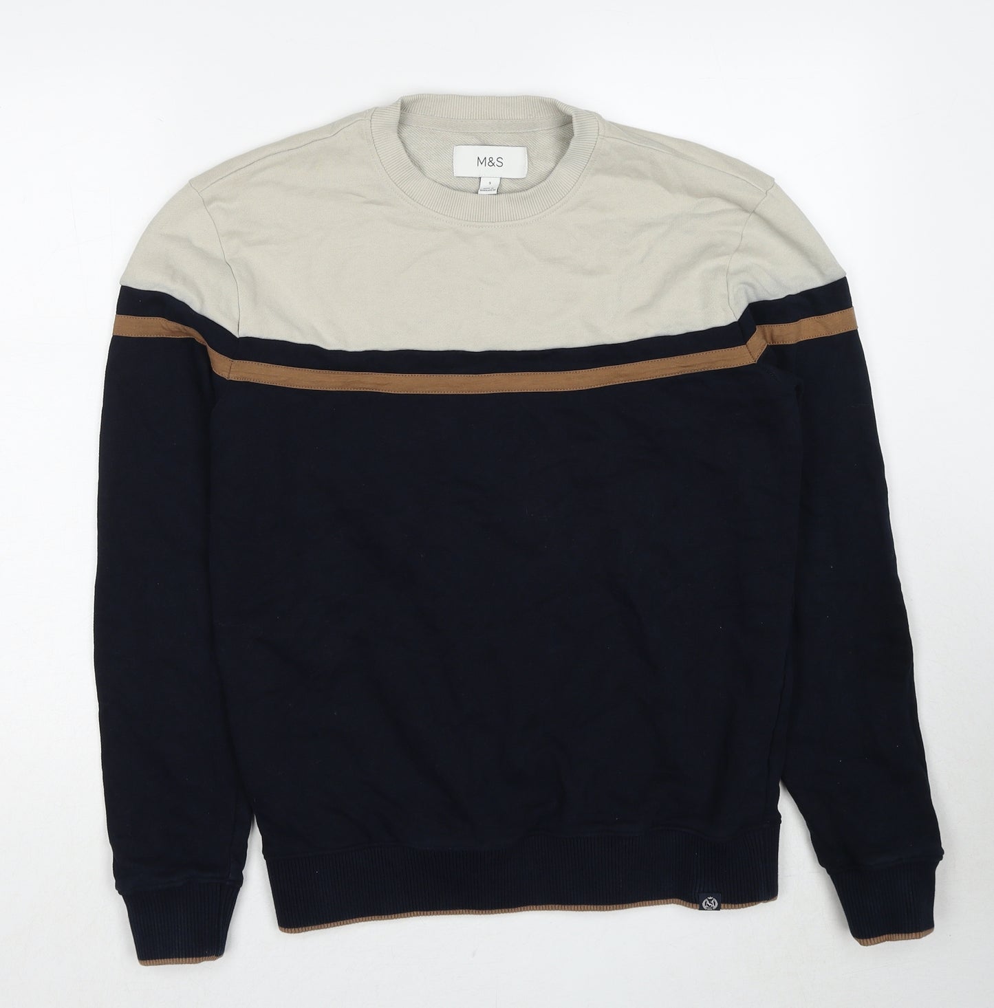 Marks and Spencer Mens Blue Cotton Pullover Sweatshirt Size S