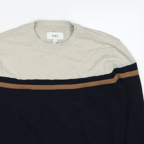 Marks and Spencer Mens Blue Cotton Pullover Sweatshirt Size S