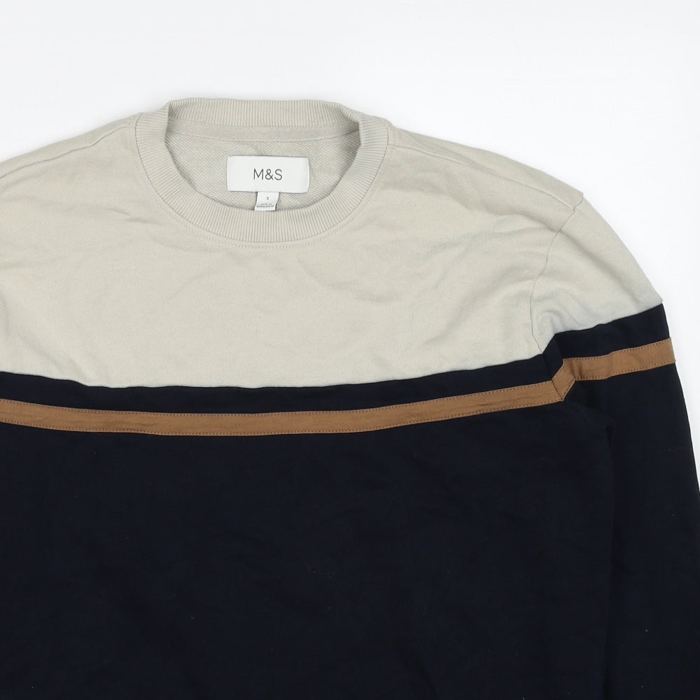 Marks and Spencer Mens Blue Cotton Pullover Sweatshirt Size S
