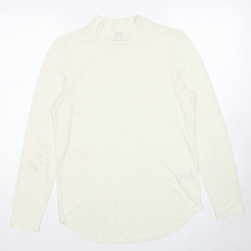 Marks and Spencer Womens Ivory Polyester Basic T-Shirt Size 12 Mock Neck