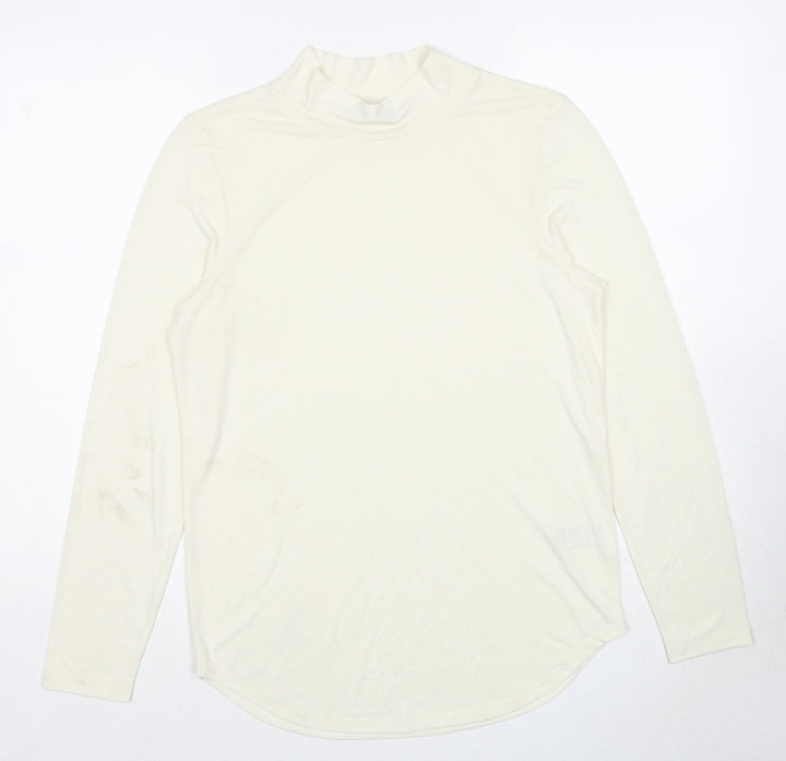 Marks and Spencer Womens Ivory Polyester Basic T-Shirt Size 12 Mock Neck