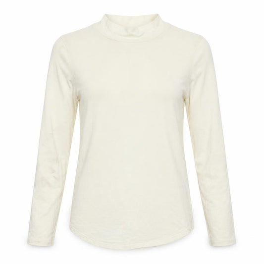 Front view of Marks & Spencer women’s ivory polyester basic t-shirt, size UK 12, mock neck