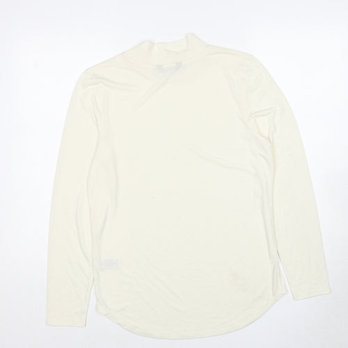 Marks and Spencer Womens Ivory Polyester Basic T-Shirt Size 12 Mock Neck
