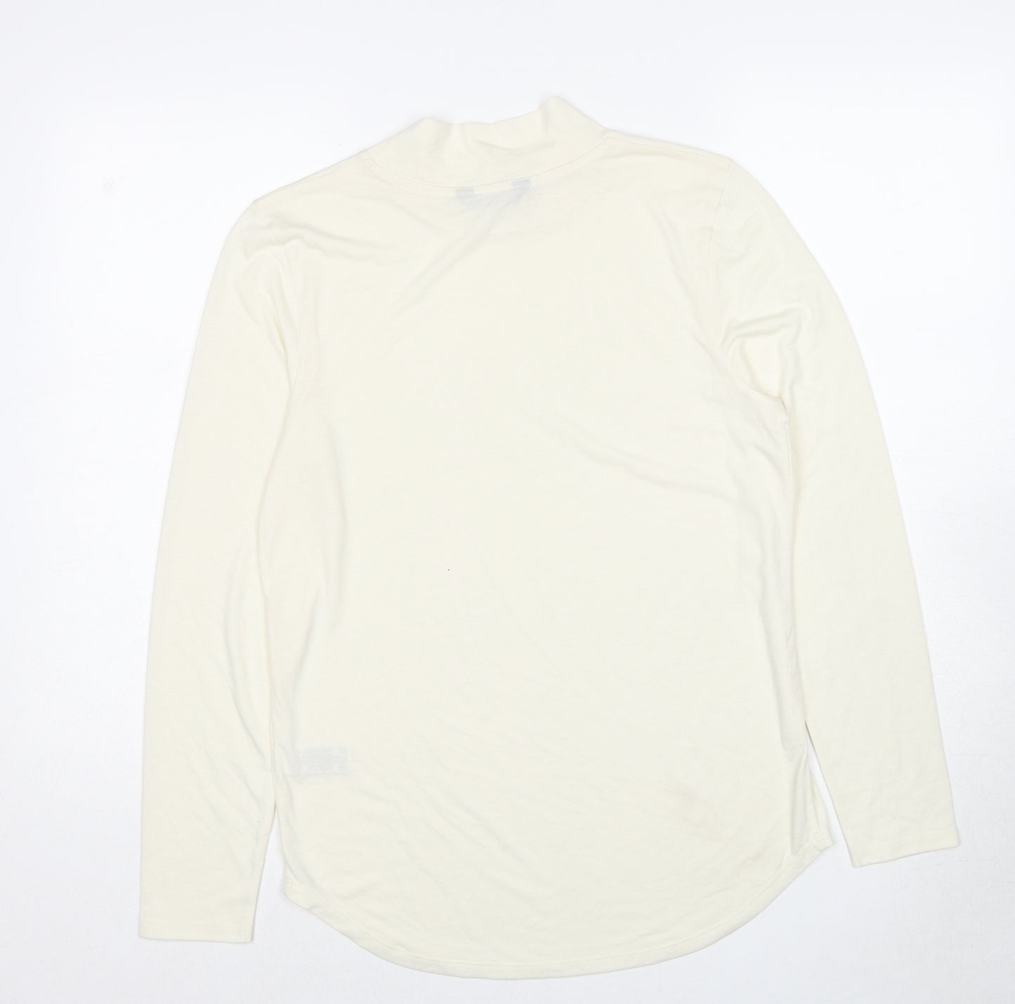Marks and Spencer Womens Ivory Polyester Basic T-Shirt Size 12 Mock Neck