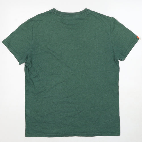 Superdry Mens Green Cotton T-Shirt Size XL Round Neck