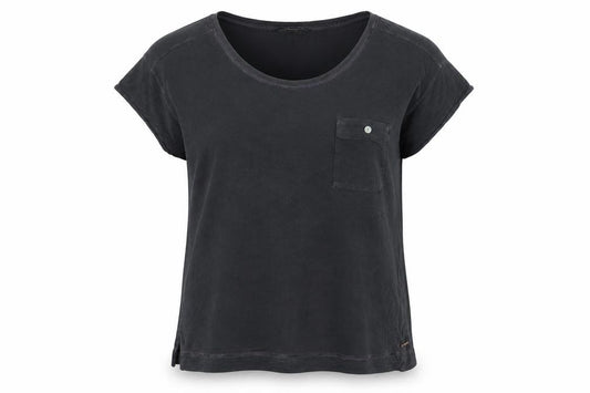 Front view of Autograph women’s grey viscose basic t-shirt, size UK 8, boat neck