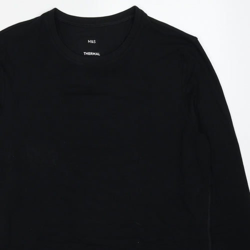 Marks and Spencer Mens Black Acrylic T-Shirt Size L Round Neck