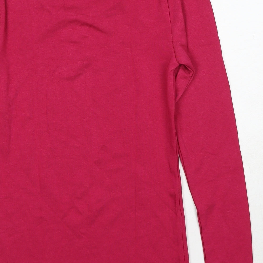 Marks and Spencer Womens Pink Acrylic Basic T-Shirt Size 10 Scoop Neck
