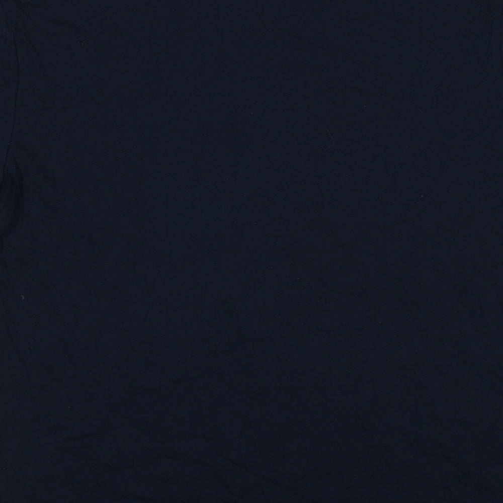 Marks and Spencer Mens Blue Cotton T-Shirt Size M Round Neck - Christmas Tree Rex