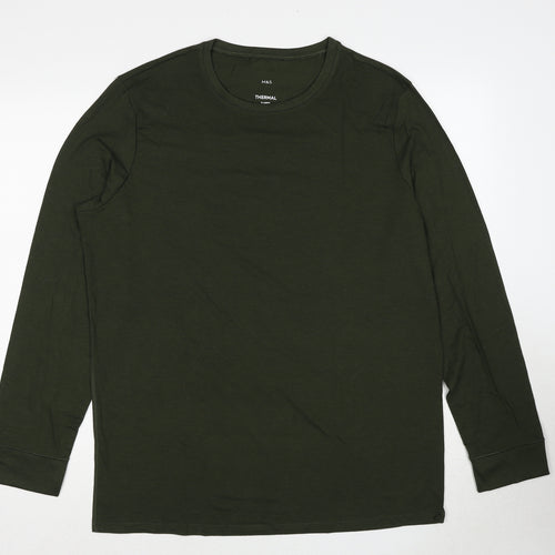 Marks and Spencer Mens Green Acrylic T-Shirt Size XL Round Neck