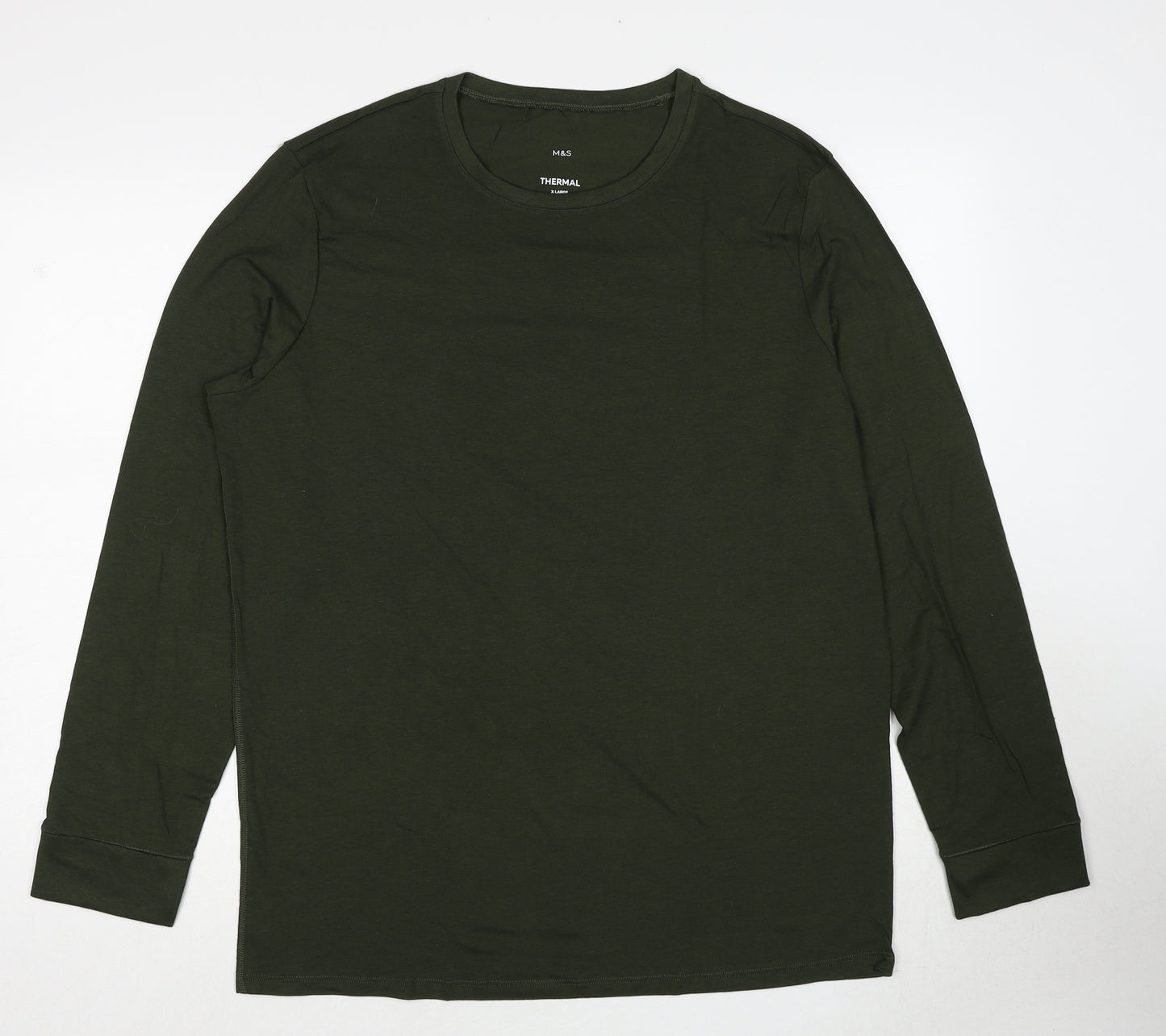 Marks and Spencer Mens Green Acrylic T-Shirt Size XL Round Neck