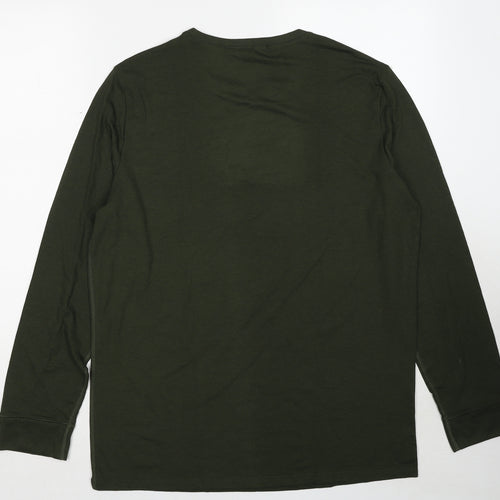 Marks and Spencer Mens Green Acrylic T-Shirt Size XL Round Neck