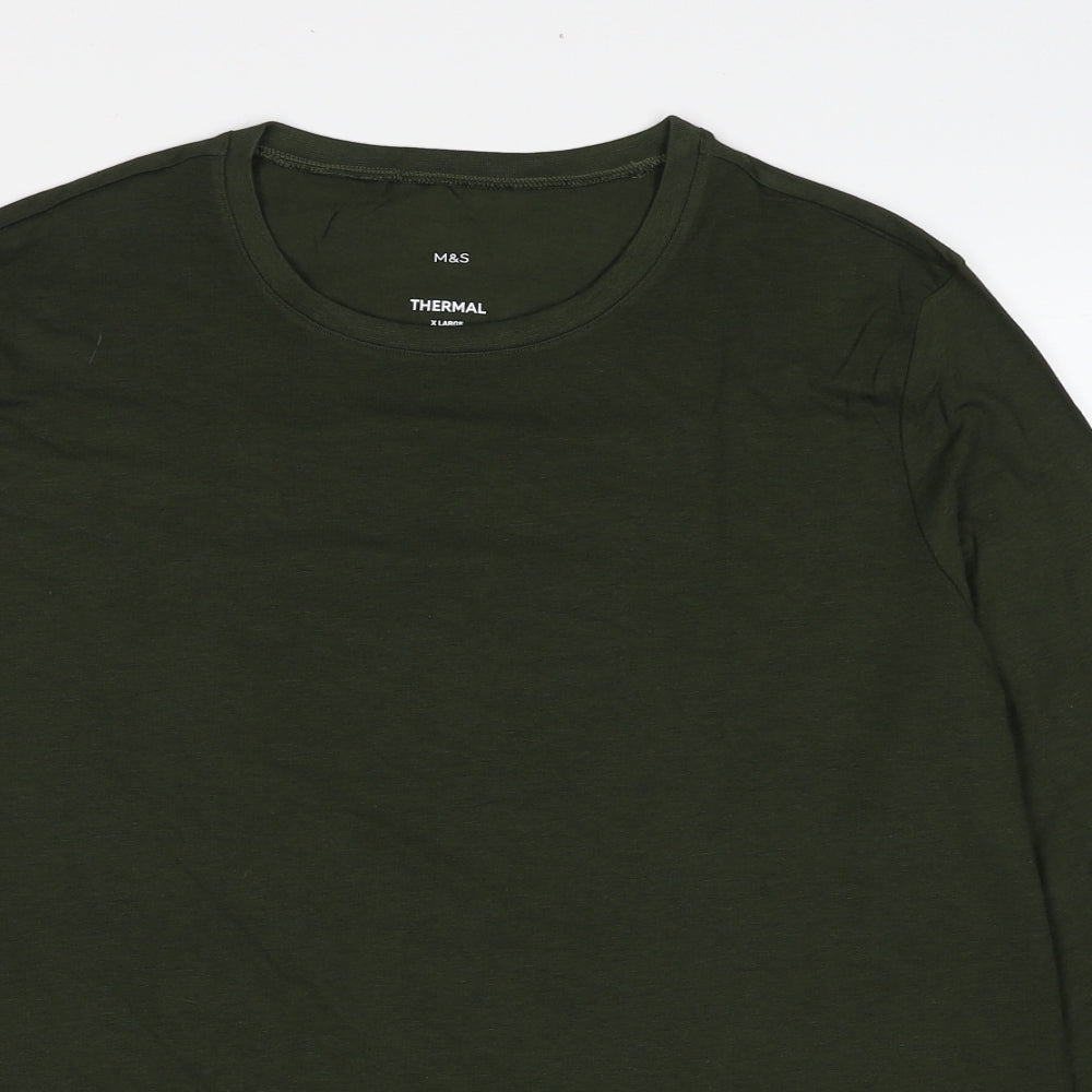 Marks and Spencer Mens Green Acrylic T-Shirt Size XL Round Neck
