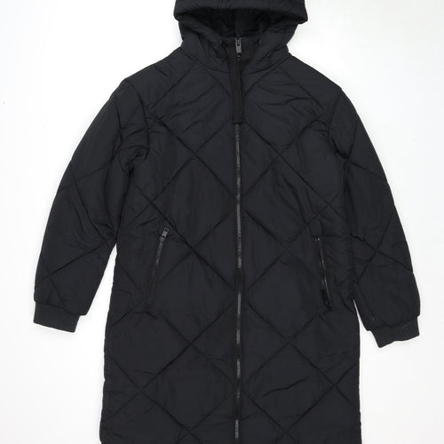 Marks and Spencer Womens Black Quilted Coat Size 10 Zip